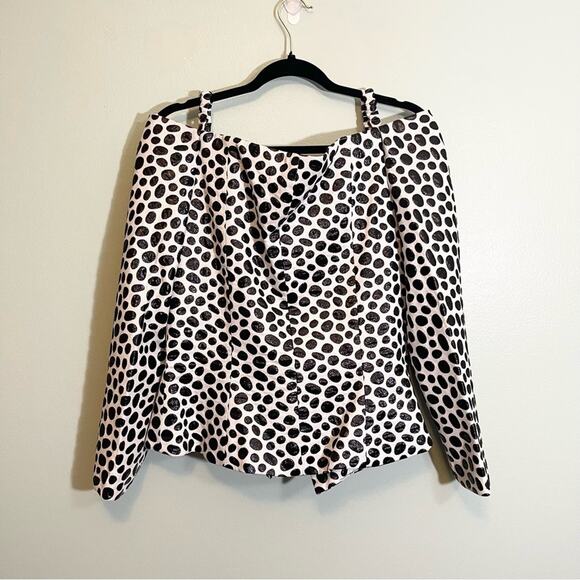 A.J. Bari Women's Vintage Polka Dot Sweetheart Neck Off Shoulder Button-Up 14 - Picture 2 of 16